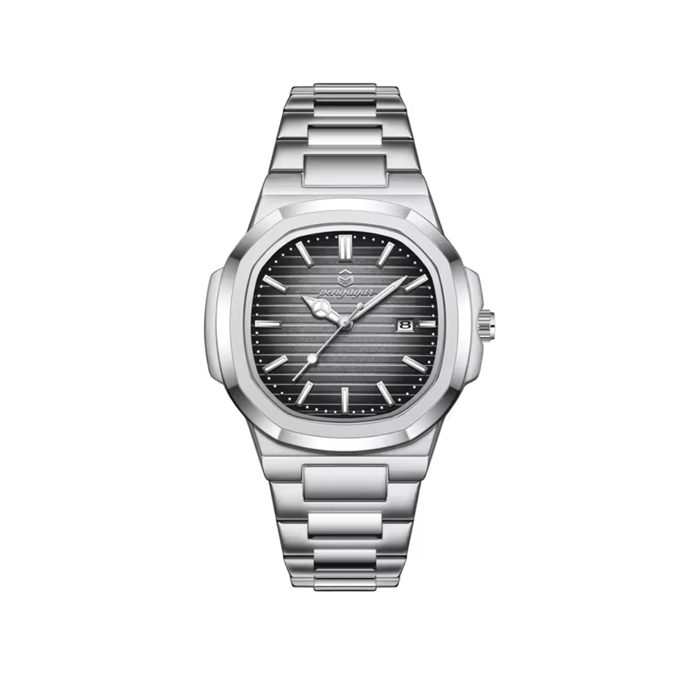 Midnight Black Square Dial Men's Wristwatch