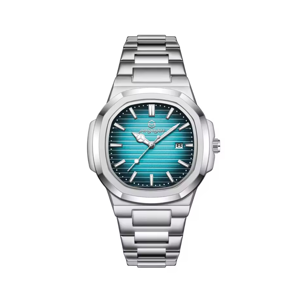 Teal Green Square Dial Men's Wristwatch